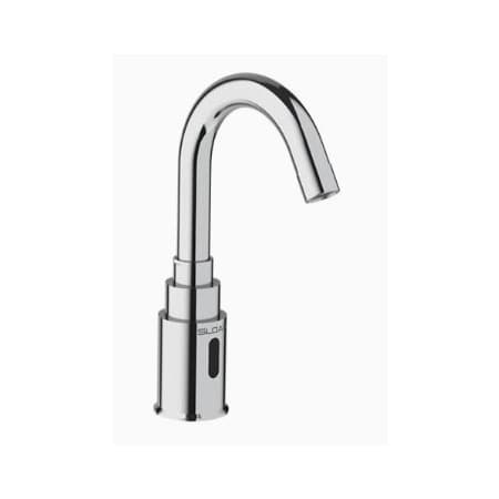 Sloan 4" Trim Plate, Battery Power Supply, Back-Check Tee, 0.5 GPM, Multi-Laminar Spray, Infrared Sensor, Battery-Powered Deck-Mounted Gooseneck Body Faucet Chrome