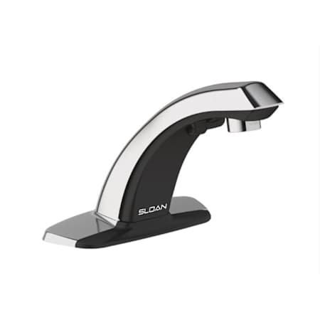 Sloan Optima Sensor Faucet with Bluetooth 4" Trim Plate Box Transformer Power Supply Back-Check Tee 0.35 gpm Multi-Laminar Spray Infrared Sensor Optima Hardwired-Powered Deck-Mounted Mid Body Polished Chrome