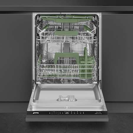 Smeg 24 Inch Wide 15 Place Setting Built-In Panel Ready Top Control Dishwasher with Program Progress Indicator and Total Aquastop Panel Ready