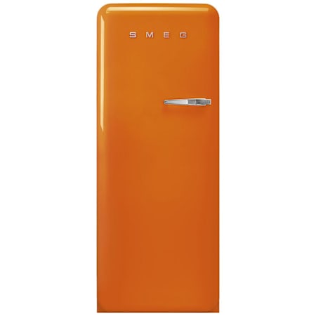 Smeg FAB 24 Inch Wide 9.92 Cu. Ft. Energy Star Certified Left Hinge Top Freezer Refrigerator with Adjustable Door Bins and Inverter Compressor Orange