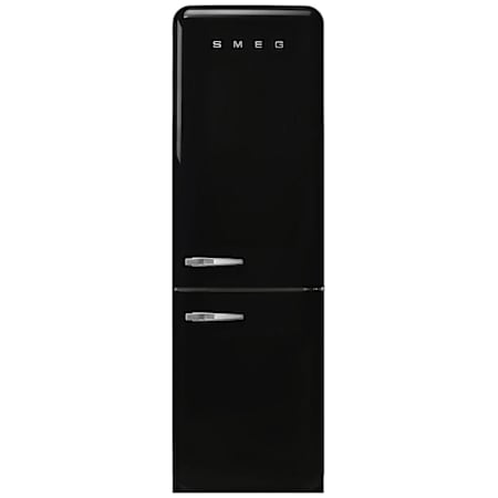Smeg FAB 24 Inch Wide 12.75 Cu. Ft. Energy Star Certified Right Hinge Bottom Freezer Refrigerator with No Frost and Lifeplus Drawer Black