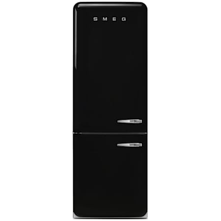 Smeg FAB 28 Inch Wide 18.01 Cu. Ft. Energy Star Certified Left Hinge Bottom Freezer Refrigerator with No Frost and Lifeplus Drawer Black