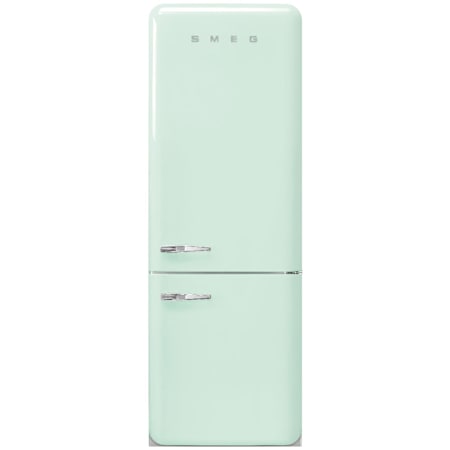Smeg FAB 28 Inch Wide 18.01 Cu. Ft. Energy Star Certified Right Hinge Bottom Freezer Refrigerator with No Frost and Lifeplus Drawer Pastel Green