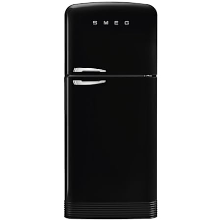 Smeg FAB 32 Inch Wide 18.5 Cu. Ft. Energy Star Certified Right Hinge Top Freezer Refrigerator with No Frost and Lifeplus Drawer Black