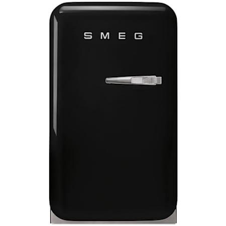 Smeg FAB 16 Inch Wide 1.2 Cu. Ft. Energy Star Certified Left Hinge Compact Freezerless Refrigerator with LED Lights and Adjustable Door Bin Black
