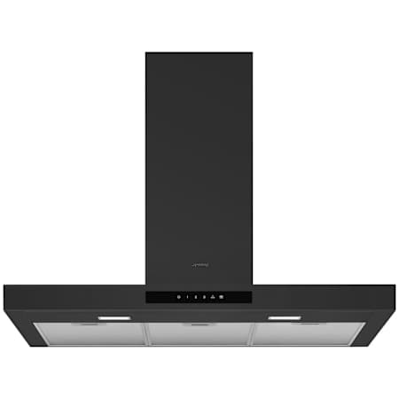 Smeg 554 CFM 36 Inch Wide Wall Mounted Range Hood with LED Lights and Telescopic Chimney Matte Black