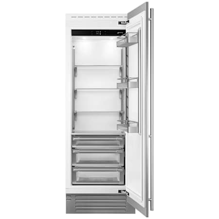 Smeg 30 Inch Wide Column Refrigerator with Door Open Alarm and Fast Freezing Stainless Steel