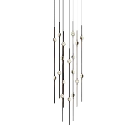 Sonneman Constellation 12" Wide LED Multi Light Pendant with Clear Faceted Acrylic Shades and 240" Cable - 2700K Espresso Black