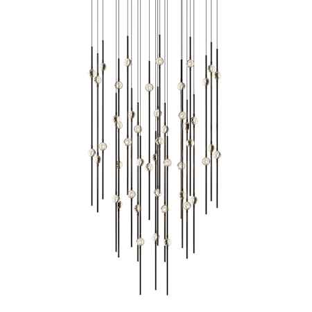 Sonneman Constellation 25" Wide LED Multi Light Pendant with Clear Faceted Acrylic Shades and 240" Cable - 2200K Espresso Black