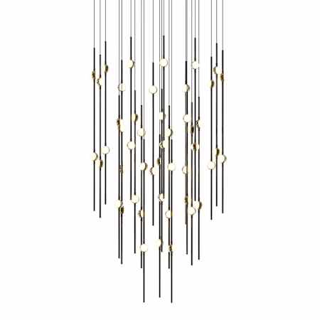 Sonneman Constellation 25" Wide LED Multi Light Pendant with White Optical Acrylic Shades and 120" Cable - 3000K Espresso Black