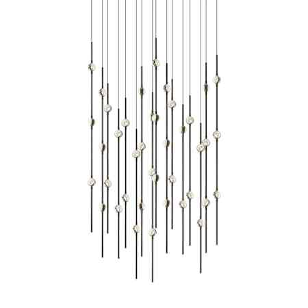 Sonneman Constellation 22" Wide LED Multi Light Pendant with Clear Faceted Acrylic Shades and 120" Cable - 3000K Espresso Black