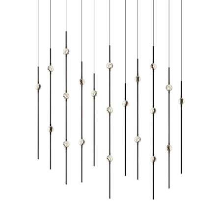 Sonneman Constellation 36" Wide LED Linear Pendant with Clear Faceted Acrylic Shades and 120" Cable - 2200K Espresso Black