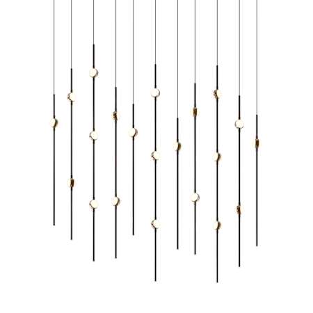 Sonneman Constellation 36" Wide LED Linear Pendant with White Optical Acrylic Shades and 240" Cable - 2700K Espresso Black