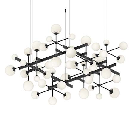Sonneman Nebula 48 Light 61" Wide LED Abstract Chandelier Satin Black