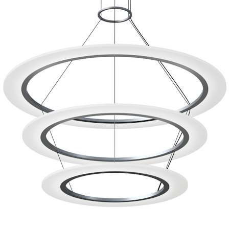 Sonneman Arctic Rings 3 Light 37" Wide LED Ring Chandelier Bright Satin Aluminum