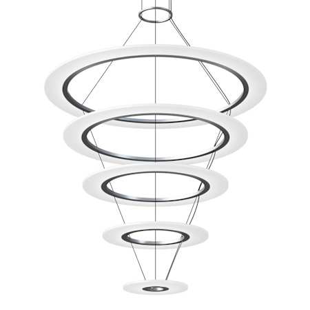 Sonneman Arctic Rings 5 Light 37" Wide LED Ring Chandelier Bright Satin Aluminum