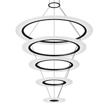 Sonneman Arctic Rings 5 Light 37" Wide LED Ring Chandelier Satin Black