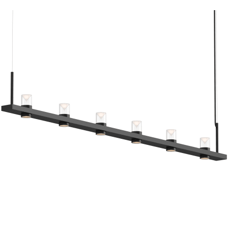 Sonneman Intervals 97" Wide Pillar Candle Linear Chandelier Satin Black / Clear Glass
