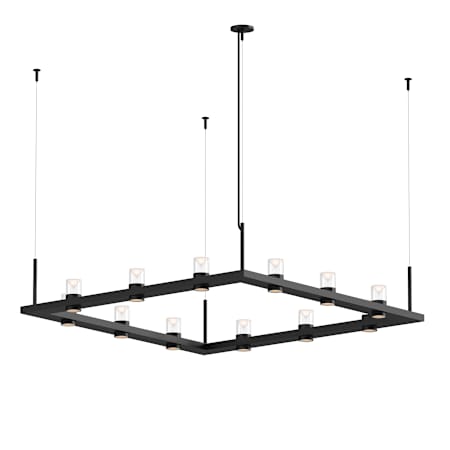 Sonneman Intervals 56" Wide Pillar Candle Chandelier Satin Black / Clear Glass
