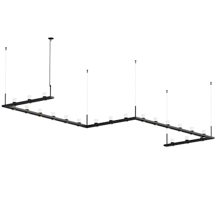 Sonneman Intervals 204" Wide Pillar Candle Chandelier Satin Black / Clear Glass