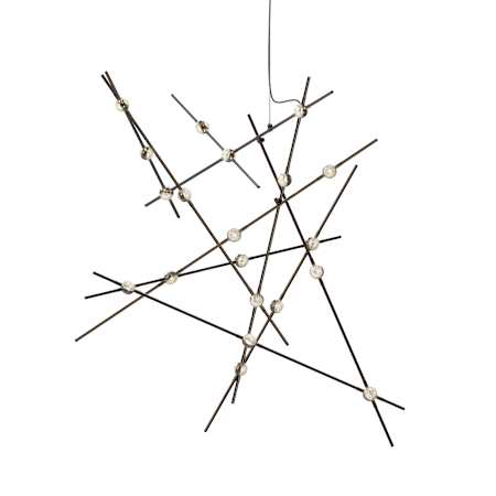 Sonneman Constellation 38" Wide Abstract Chandelier Espresso Black / Clear Lens