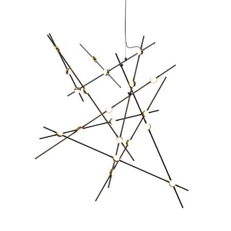 Sonneman Constellation 38" Wide Abstract Chandelier Espresso Black / White Lens