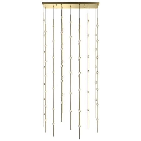Sonneman Constellation 36" Wide Linear Chandelier Satin Brass / Clear