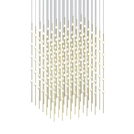 Sonneman Constellation Cosmic Cube 245 Light 30" Wide LED Abstract Multi Light Pendant with White Acrylic Shades Satin Brass / White Optical