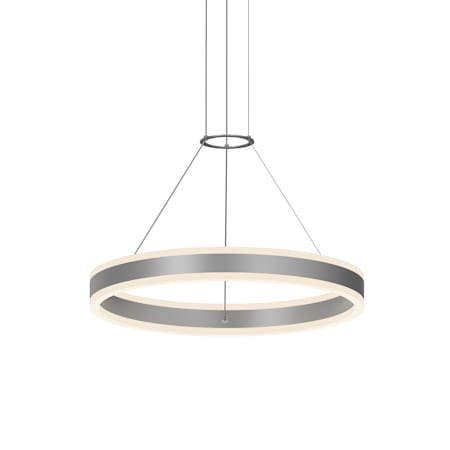 Sonneman Double Corona 24" Wide Suspension Pendant Bright Satin Aluminum