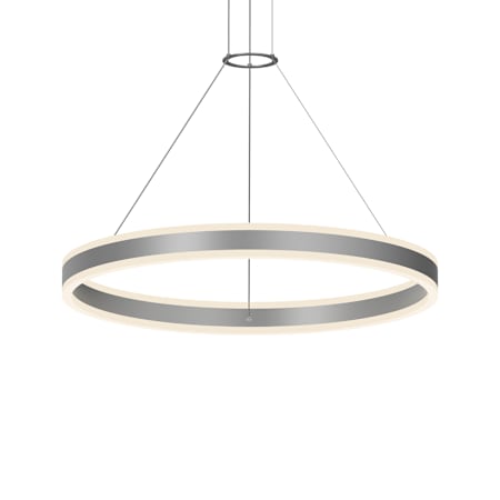 Sonneman Double Corona 32" Wide Suspension Pendant Bright Satin Aluminum