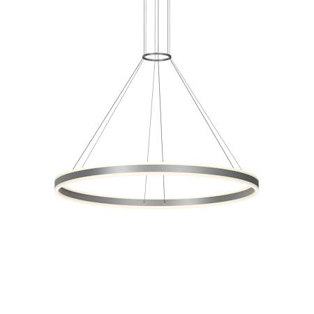 Sonneman Double Corona 48" Wide Suspension Pendant Bright Satin Aluminum
