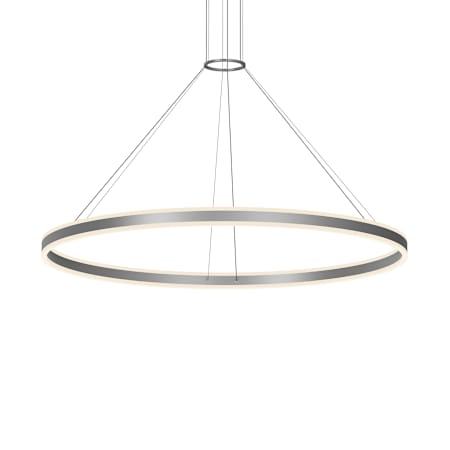 Sonneman Double Corona 59" Wide Suspension Pendant Bright Satin Aluminum