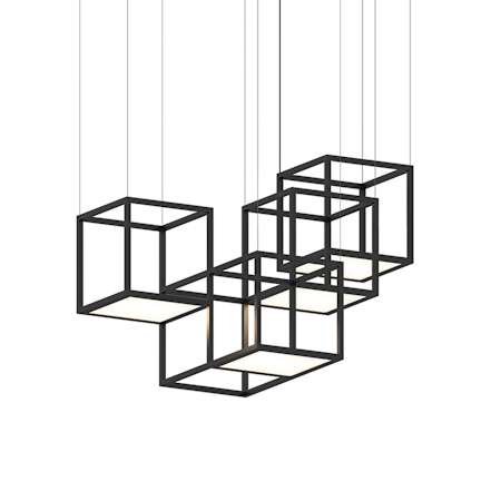 Sonneman Cubix 4 Light LED Pendant Satin Black