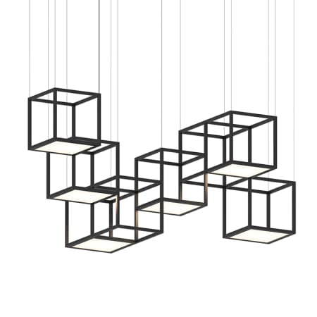 Sonneman Cubix 6 Light LED Pendant Satin Black