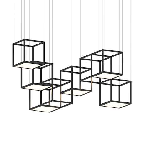 Sonneman Cubix 6 Light LED Pendant Satin Black