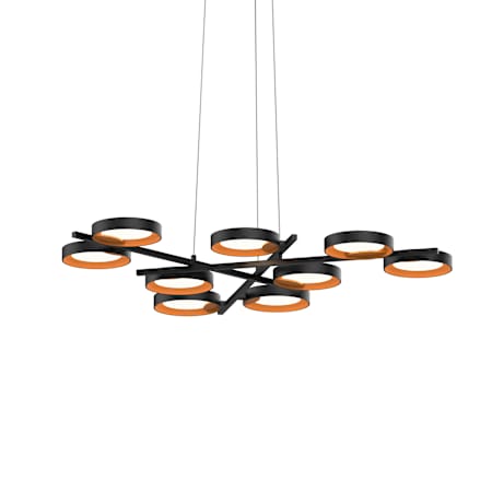 Sonneman Light Guide Ring 9 Light 48-1/4" Wide Full Sized Pendant Satin Black / Apricot Interior