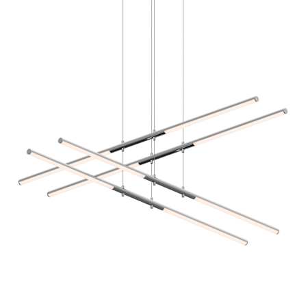 Sonneman Tik-Tak 47-1/2" Wide LED Two Tier Linear Chandelier with Optical Acrylic Shades Polished Chrome