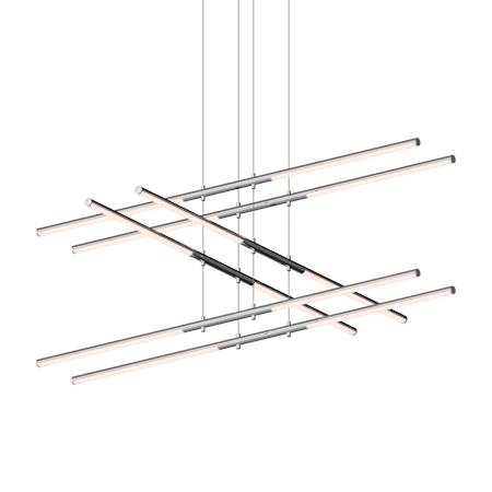 Sonneman Tik-Tak 47-1/2" Wide LED Three Tier Linear Chandelier with Optical Acrylic Shades Polished Chrome