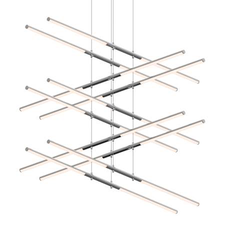 Sonneman Tik-Tak 47-1/2" Wide LED Five Tier Linear Chandelier with Optical Acrylic Shades Polished Chrome