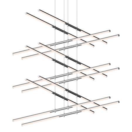 Sonneman Tik-Tak 47-1/2" Wide LED Six Tier Linear Chandelier with Optical Acrylic Shades Polished Chrome