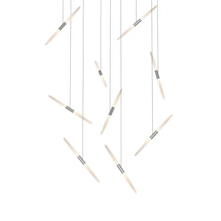 Sonneman Ballet 9 Light 21" Wide LED Abstract Multi Light Pendant with Flush Mounted Arms Bright Satin Aluminum