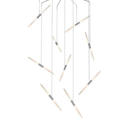 Sonneman Ballet 9 Light 21" Wide LED Abstract Multi Light Pendant Bright Satin Aluminum