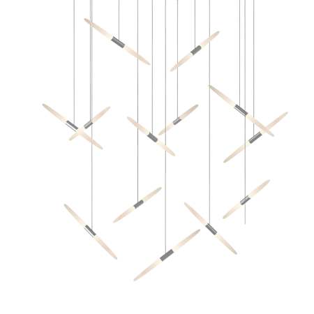 Sonneman Ballet 13 Light 27" Wide LED Abstract Multi Light Pendant with Flush Mounted Arms Bright Satin Aluminum