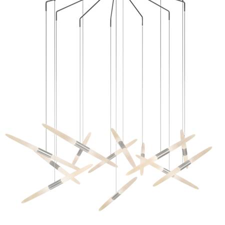 Sonneman Ballet 13 Light 27" Wide LED Abstract Multi Light Pendant Bright Satin Aluminum