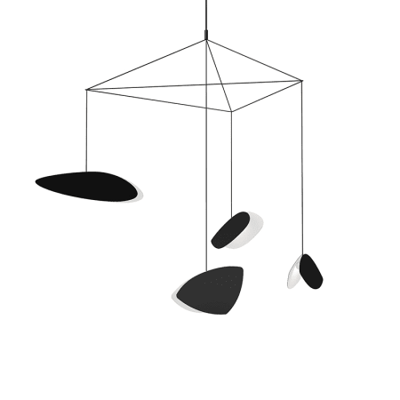 Sonneman Papillons 4 Light 31" Wide LED Suspension Multi Light Pendant with Black Shades Satin Black