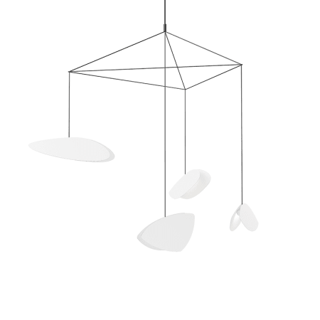 Sonneman Papillons 4 Light 31" Wide LED Suspension Multi Light Pendant with White Shades Satin Black