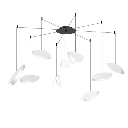Sonneman Papillons 9 Light 24" Wide LED Suspension Multi Light Pendant with White Shades Satin Black