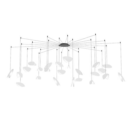 Sonneman Papillons 24 Light 36" Wide LED Suspension Multi Light Pendant with White Shades Satin Black