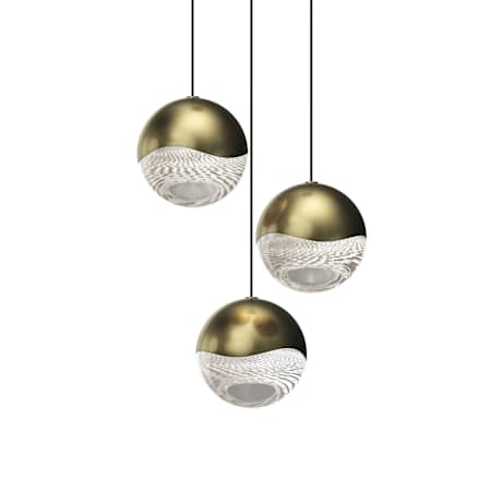 Sonneman Grapes 3 Light 9" Wide LED Suspension Multi Light Pendant Brass