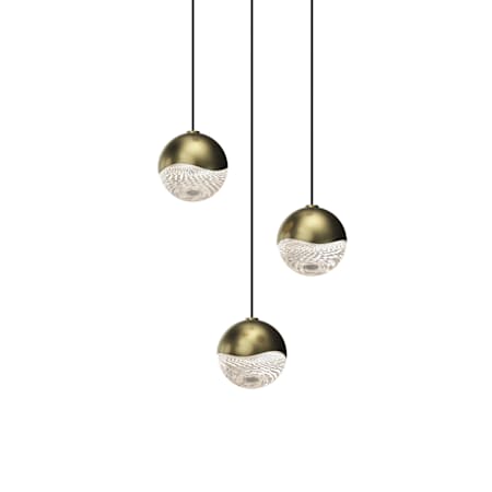 Sonneman Grapes 3 Light 7" Wide LED Suspension Multi Light Pendant Brass